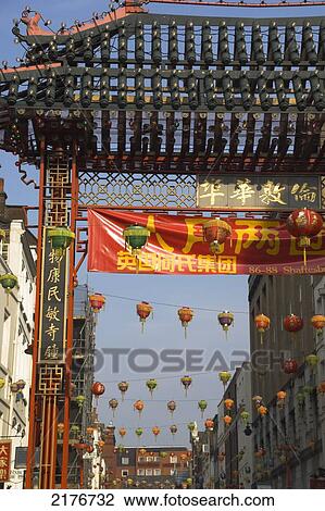 Stock Image - Europe, Uk, Gb, Great Britain, England, London, Chinatown Gerrard Street. Fotosearch
