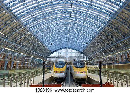 Eurostar Trains In Eurostar Terminal At St Pancras Station, London, England View Large Photo Image Stock Photograph - Eurostar Trains In Eurostar Terminal At St Pancras Station, London, England. Fotosearch
