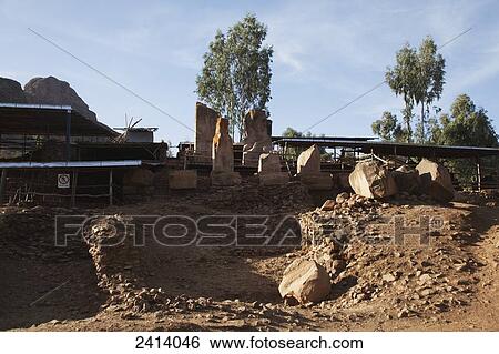 Stock Photograph - Excavations of Sabaean temple, Grat Beal Gebri site; Yeha, Tigray region, Ethiopia. Fotosearch