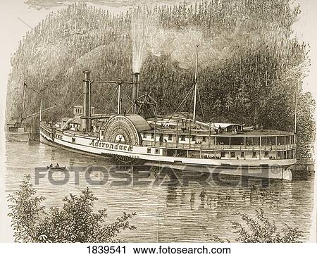 Stock Image - Excursion Steamer On The Hudson River New York State In The 1870S. From American Pictures Drawn With Pen And Pencil By Rev Samuel Manning Circa 1880. Fotosearch