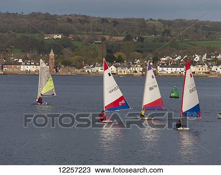 Stock Image - Exe estuary sailing; Lympstone, Devon, England. Fotosearch