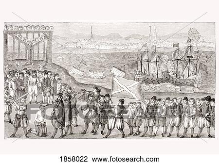 Stock Image - Execution Of The Celebrated Pirate Stoertebeck And His Seventy Accomplices In 1402 In Hamburg. 19Th Century Reproduction Of A Popular Picture From The 16Th Century.. Fotosearch