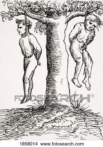 Picture - Execution Of The Sentences Of The Secret Tribunal. Copy Of Woodcut In The Cosmographie Universelle Published Basle 1552. Fotosearch