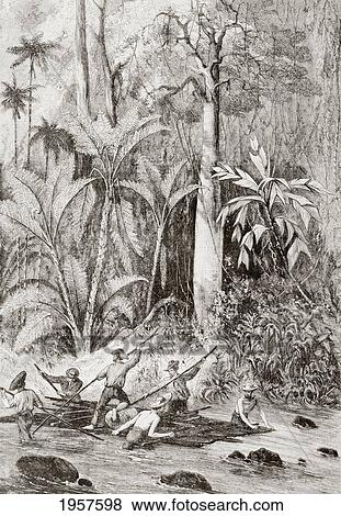 Stock Photo - Expedition Of 1867 Searching For A Route Through Nicaragua For A Trans-Oceanic Canal, Led By Englishman Captain Bedford Pim. From L'univers Illustre Published In Paris In 1868.. Fotosearch