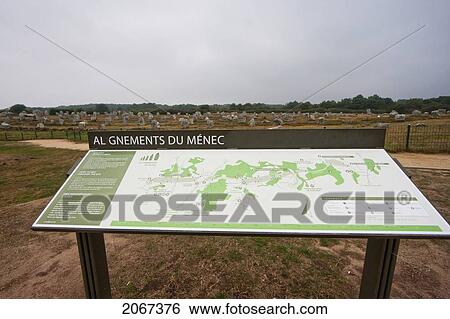 Stock Photograph - Explanatory Sign Of The The Menec Alignments, Carnac, Morbihan, France. Fotosearch