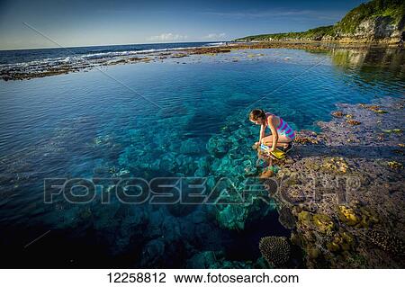 Exploring the reef that rings Niue Island; Niue View Large Photo Image Stock Image - Exploring the reef that rings Niue Island; Niue. Fotosearch
