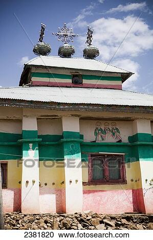 Stock Image - Exterior details of Tigray church.; Ethiopia. Fotosearch