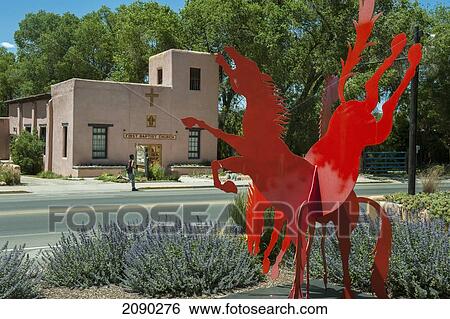 Exterior Of A Baptist Church And Red Horse Sculpture In Taos, New Mexico, Usa View Large Photo Image Stock Photograph - Exterior Of A Baptist Church And Red Horse Sculpture In Taos, New Mexico, Usa. Fotosearch