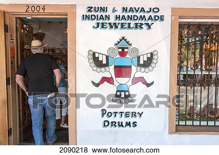 Stock Photo - Exterior Of A Zuni And Navajo Indian Jewelry Store In Old Town Albuquerque, New Mexico, Usa. Fotosearch