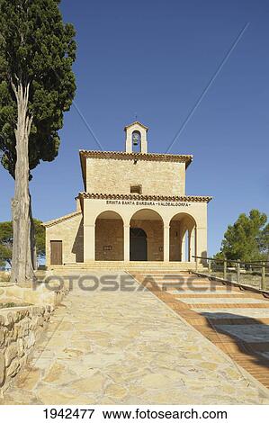 Stock Photo - Exterior Of Ermita De Santa Barbara Hermitage; Valdealgorfa Spain. Fotosearch