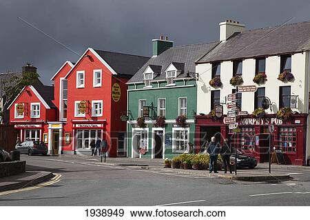 Stock Photo - Exterior Of Hotel And Pub; Dingle Bay County Kerry Ireland. Fotosearch