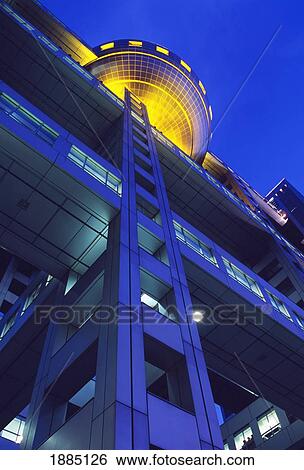 Exterior Of Modern Building At Night View Large Photo Image Stock Photograph - Exterior Of Modern Building At Night. Fotosearch