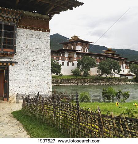 Stock Photo - Exterior Of Punakha Dzong Monastery; Punakha District Bhutan. Fotosearch