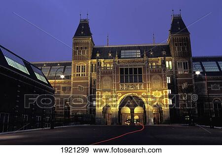 Stock Photo - Exterior Of Rijksmuseum At Night. Fotosearch