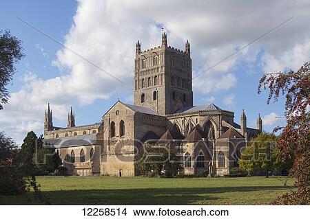 Exterior of Tewkesbury Abbey; Tewkesbury, Gloucestershire, England View Large Photo Image Picture - Exterior of Tewkesbury Abbey; Tewkesbury, Gloucestershire, England. Fotosearch