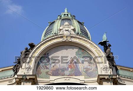 Exterior of the Obecin dum (Municipal House), New Town, Prague, Czech Republic, Europe View Large Photo Image Stock Image - Exterior of the Obecin dum (Municipal House), New Town, Prague, Czech Republic, Europe. Fotosearch