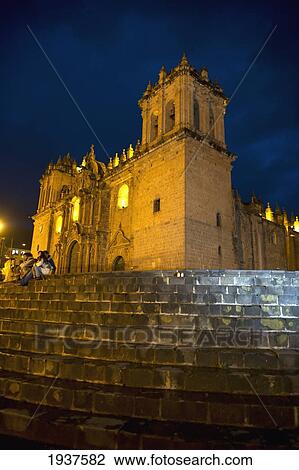 Stock Image - Exterior Of The Templo De La Compania De Jesus; Cusco Peru. Fotosearch