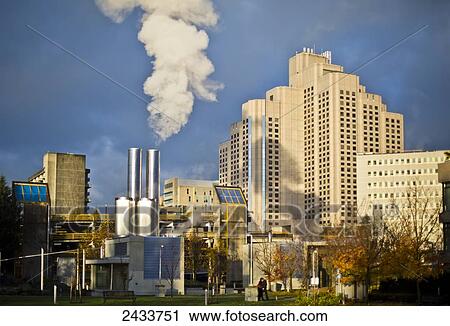 Stock Image - Exterior of Vancouver General Hospital in autumn; Vancouver, British Columbia, Canada. Fotosearch