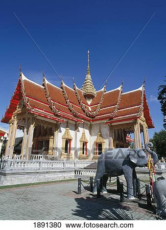 Stock Image - Exterior Of Wat Chalong Temple. Fotosearch