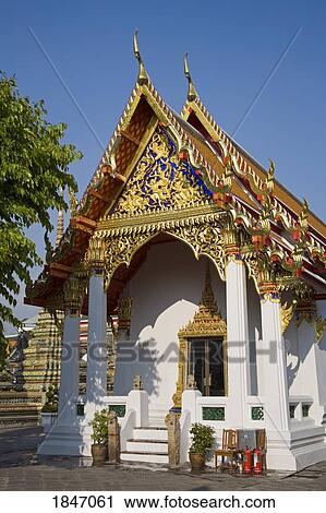 Stock Image - Exterior Of Wat Pho Temple In Rattanakosin District; Bangkok, Thailand. Fotosearch