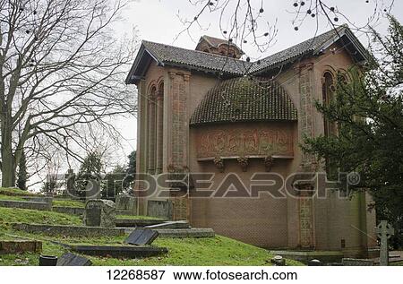 Stock Photo - Exterior of Watts Chapel, cemetery and chapel; Compton, Surrey, England. Fotosearch