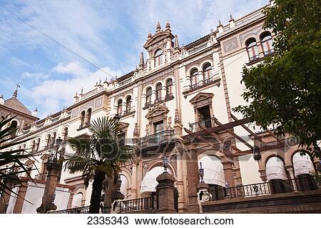 Stock Image - Facade Of Alfonso Xiii Hotel; Seville, Andalucia, Spain. Fotosearch