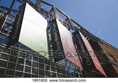 Stock Photography - Facade Of Chicago Historical Society Museum With Information Sign. Fotosearch