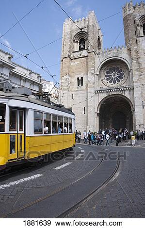 Stock Photo - Facade Of Lisbon Cathedral; Lisbon, Portugal. Fotosearch
