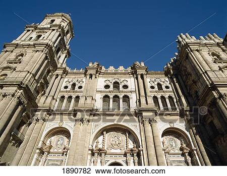 Stock Image - Facade Of Malaga Cathedral. Fotosearch