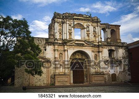 Facade Of Old, Ruined Church; Antigua, Guatemala View Large Photo Image Stock Image - Facade Of Old, Ruined Church; Antigua, Guatemala. Fotosearch