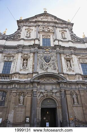 Stock Image - Facade Of St. Charles Borromeo; Antwerp Flanders Belgium. Fotosearch