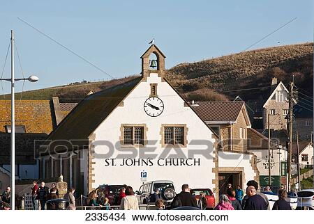 Facade Of St John's Church; West Bay, Jurassic Coast, Dorset, England View Large Photo Image Picture - Facade Of St John's Church; West Bay, Jurassic Coast, Dorset, England. Fotosearch