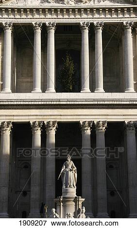 Facade Of St Paul's Cathedral And Statue, London, England, Uk View Large Photo Image Stock Photo - Facade Of St Paul's Cathedral And Statue, London, England, Uk. Fotosearch