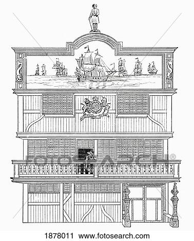 Stock Image - Facade Of The Old East India House, London, England. From The Book Short History Of The English People By J. R. Green, Published London 1893. Fotosearch