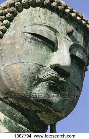 Face Of The Daibutsu Or Great Buddha, Close Up View Large Photo Image Picture - Face Of The Daibutsu Or Great Buddha, Close Up. Fotosearch