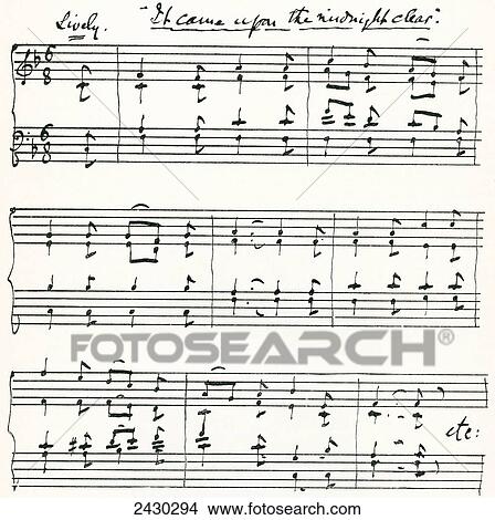 Facsimile of the first bars of It Came Upon The Midnight Clear by Sir Arthur Seymour Sullivan. From The Strand Magazine published 1897. View Large Photo Image Picture - Facsimile of the first bars of It Came Upon The Midnight Clear by Sir Arthur Seymour Sullivan. From The Strand Magazine published 1897.. Fotosearch