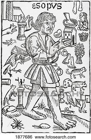 Stock Photograph - Facsimile Of The Frontispiece To Caxton's Fables Of Aesop. From The Book Short History Of The English People By J. R. Green, Published London 1893.. Fotosearch