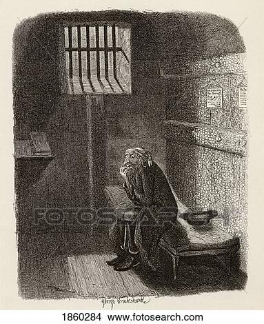 Picture - Fagin In The Condemned Cell. From The Book The Adventures Of Oliver Twist By Charles Dickens, With Illustrations By G. Cruikshank. Published By Chapman And Hall, London 1901.. Fotosearch