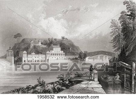 Stock Image - Fairmount Waterworks, Schuylkill River, Philadelphia, America In The 19Th Century. From Cyclopaedia Of Useful Arts And Manufactures By Charles Tomlinson.. Fotosearch