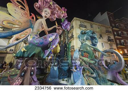Falla During Fallas Festival; Valencia, Spain View Large Photo Image Stock Photograph - Falla During Fallas Festival; Valencia, Spain. Fotosearch