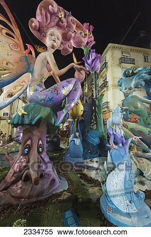 Stock Photography - Falla During Fallas Festival; Valencia, Spain. Fotosearch