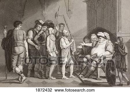 Stock Image - Falstaff With Justice Shallows. A Scene From The Play King Henry Iv Part 2, Act 3, Scene 2 By William Shakespeare. From A Nineteenth Century Print After A Painting By J. Durno.. Fotosearch