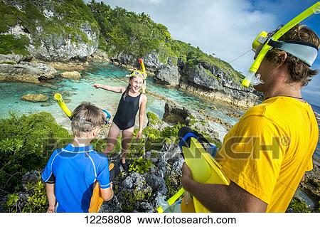 Family snorkelling; Niue island View Large Photo Image Stock Photo - Family snorkelling; Niue island. Fotosearch