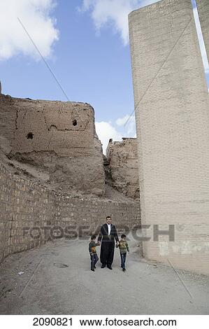 Stock Image - Family Walking In Citadel, Erbil, Iraqi Kurdistan, Iraq. Fotosearch