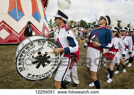 Fancy dress of a marching band at a music festival; Dorset, England View Large Photo Image Stock Image - Fancy dress of a marching band at a music festival; Dorset, England. Fotosearch