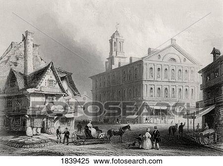 Faneuil Hall Boston Massachusetts Usa From A 19Th Century Print Engraved By H Griffiths After W H Bartlett View Large Photo Image Stock Photography - Faneuil Hall Boston Massachusetts Usa From A 19Th Century Print Engraved By H Griffiths After W H Bartlett. Fotosearch