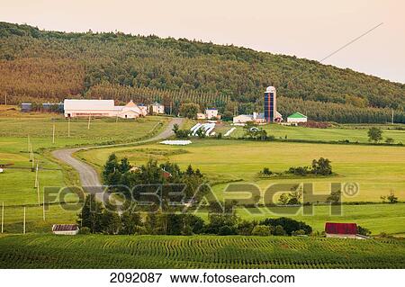 Stock Photo - Farm Structures And Landscape; Chesterville Quebec Canada. Fotosearch