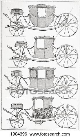 Stock Photograph - Fashionable Coaches Of The 18Th Century. From Xviii Siecle Institutions, Usages Et Costumes, Published Paris 1875.. Fotosearch