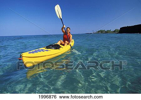 Female In Red Bathing Suit Paddling On Kayak In Crystal Clear Ocean View Large Photo Image Stock Photograph - Female In Red Bathing Suit Paddling On Kayak In Crystal Clear Ocean. Fotosearch