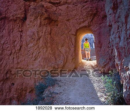Female Tourist And Rock Formation View Large Photo Image Stock Photo - Female Tourist And Rock Formation. Fotosearch